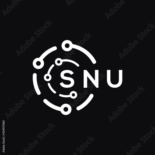 SNU technology letter logo design on black  background. SNU creative initials technology letter logo concept. SNU technology letter design.