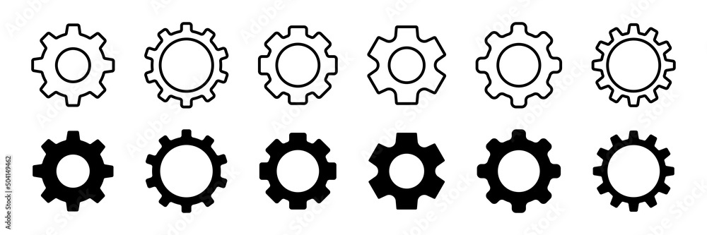 Gear setting icon set. Cog wheel icon. Gear wheel icon. Gear setting icon collection - obrazy, fototapety, plakaty 