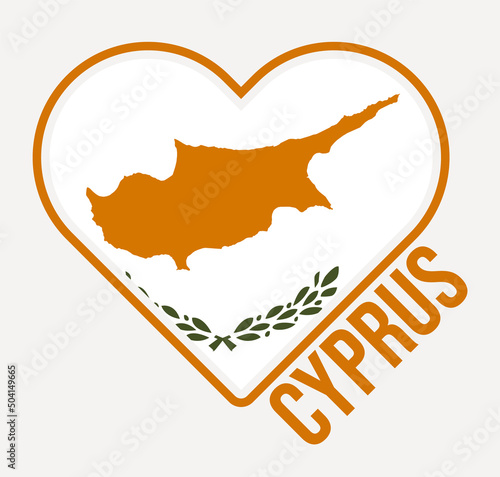 Cyprus heart flag badge. Made with Love from Cyprus logo. Flag of the country heart shape. Vector illustration.