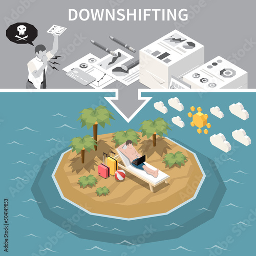 Downshifting Isometric Poster