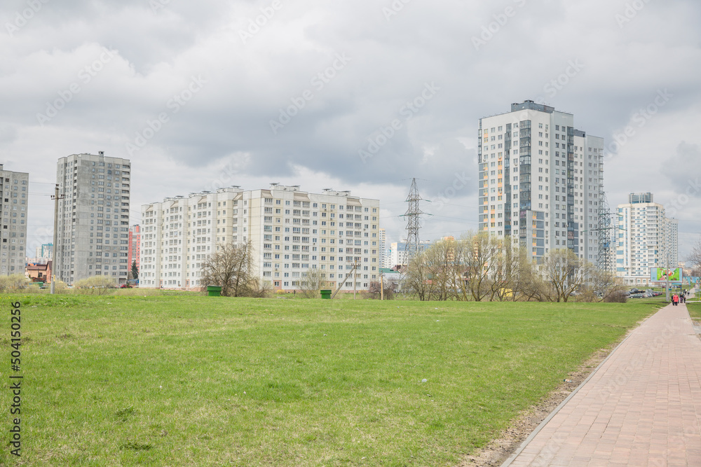 Obraz premium Minsk, Belarussia. City infrastructure, street with buildings.