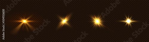 Glowing yellow light effect for backlight. Solar glow, star, flash. Vector illustration