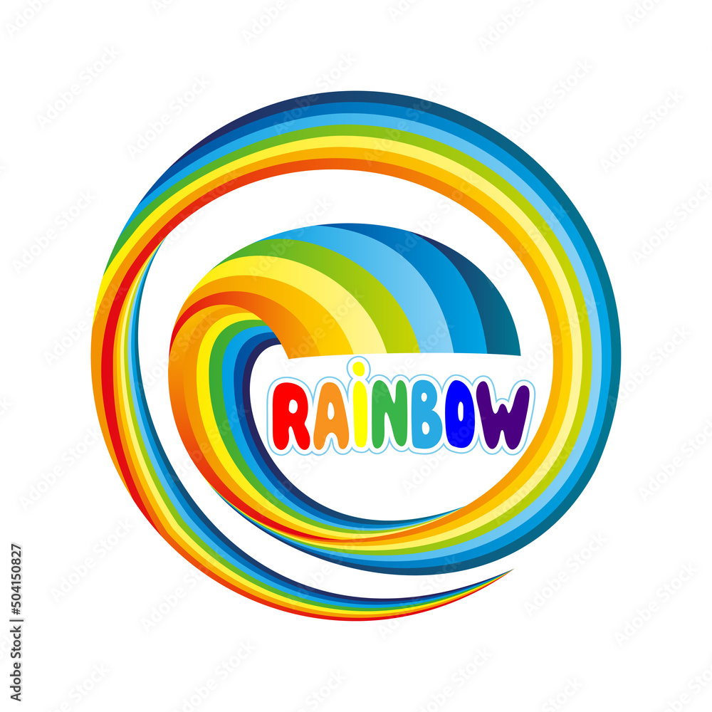 Bright rainbow round icon on white background.