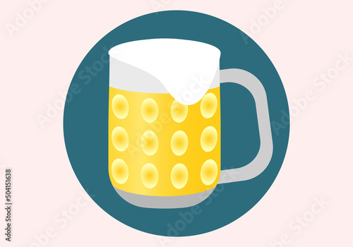 Jarra de cerveza  sobre círculo azul
