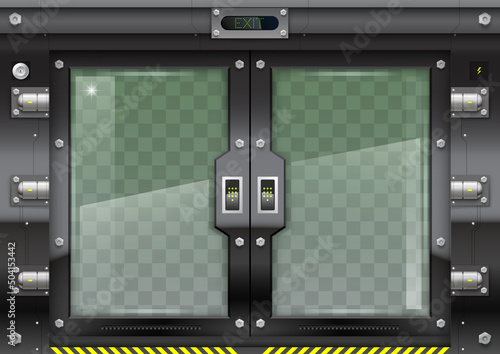 Futuristic metal armoured with sliding glass gate