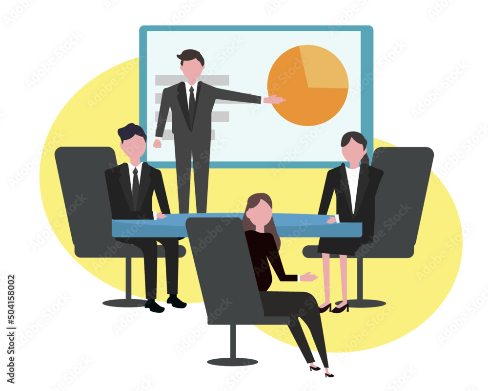 会議をする男女の人々 オフィス ディスカッション 会社 ビジネスマンとビジネスウーマン ベクターイラスト 会議をする男女の人々 オフィス ディスカッション 会社 ビジネスマンとビジネスウーマン ベクターイラスト