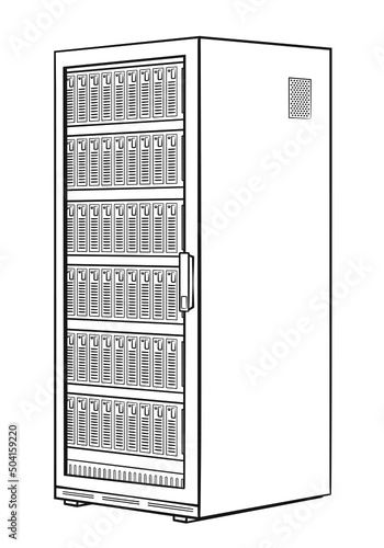 Servers allocated in data center vector stock illustration.