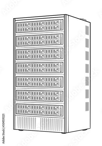 Servers allocated in data center vector stock illustration.