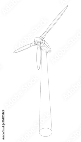 Wind turbine. Vector rendering of 3d