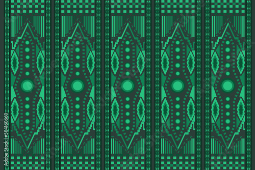 The fabric pattern uses geometric shapes. Beautiful green background, use to destroy the curtain, textile fabric pattern, bag cloth, repeating pattern