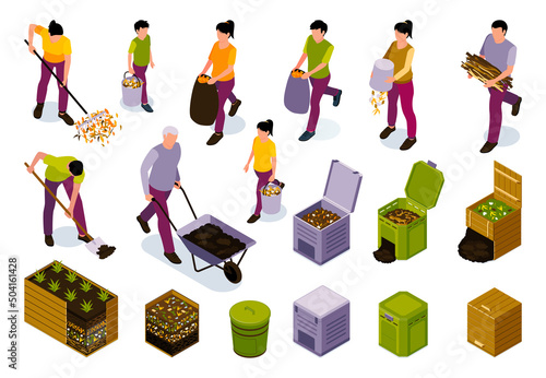 Garden Composting Isometric Color Set