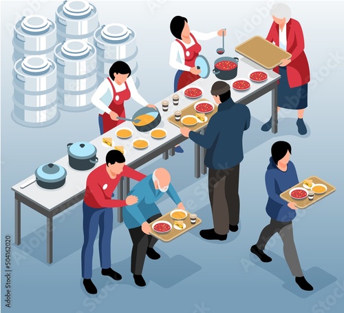 Volunteering Isometric Composition