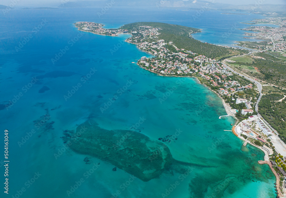 Ilica Beach Summer Season Drone Photo, Cesme Izmir Turkey