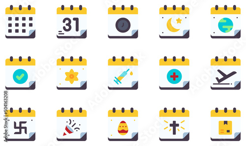 Set of Vector Icons Related to Calendar And Dates. Contains such Icons as Calendar, day, time, event, schedule, administration and more.