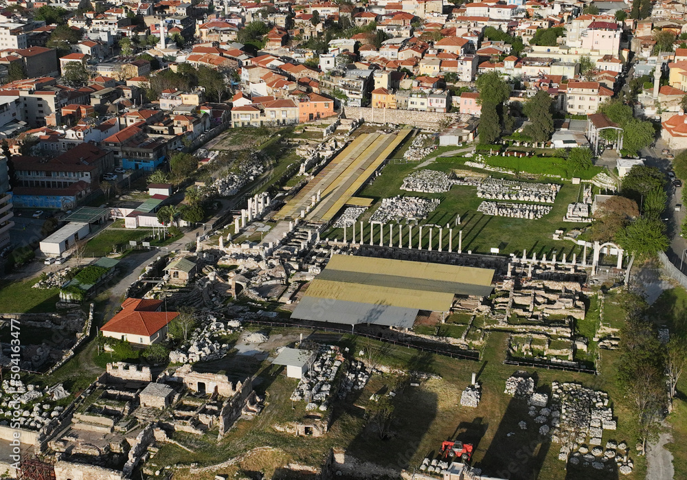 Izmir City Centre Drone Photo, Aegean Region/Konak Square Izmir, Turkey
