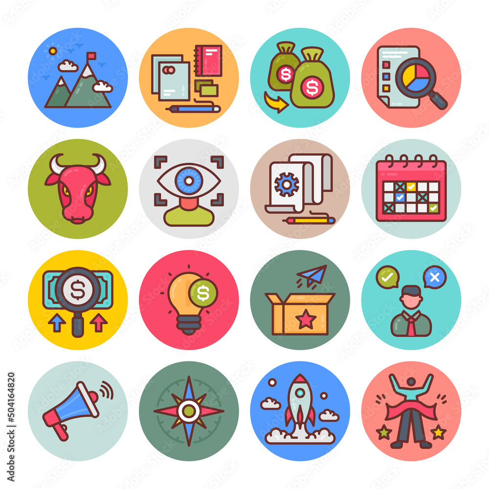 Startup Flat Round Icons - Vectors Startup Flat Round Icons - Vectors