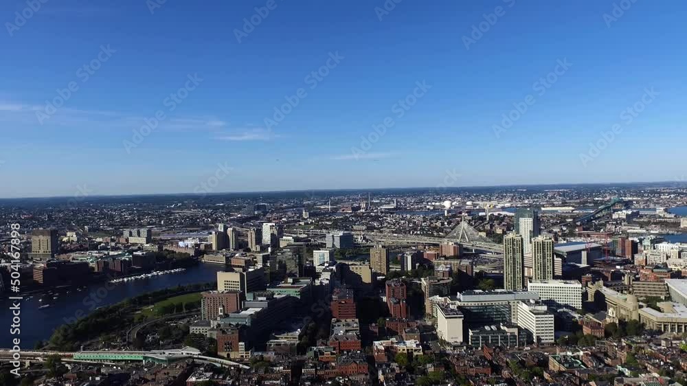 Aerial shot of Boston Common park, United States