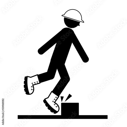 Caution Watch Your Step Sign On White Background