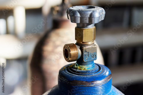 valve on the oxygen cylinder. selective focus