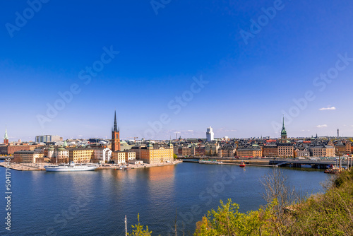 Stockholm city  Sweden. Beautiful panoramic view on a sunny day