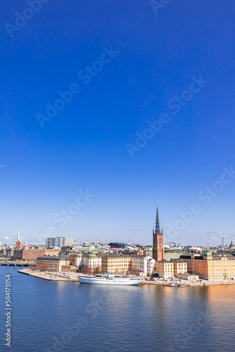 Stockholm city, Sweden. Beautiful panoramic view on a sunny day