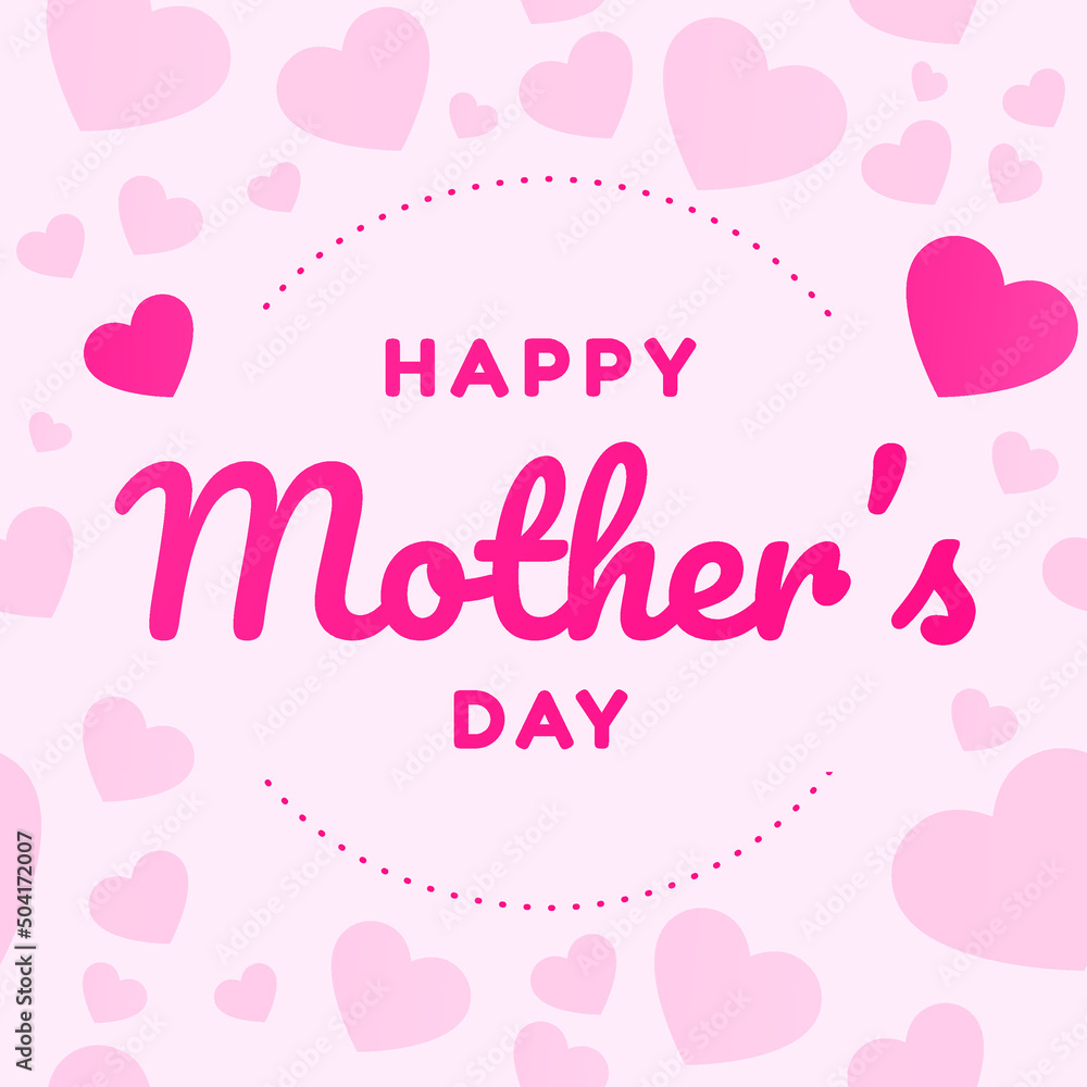 Happy Mother's Day seamless pattern background texture. Vector illustration with heart shape seamless pattern. Best mom ever greeting card. Vector symbols of love in shape of heart for greeting.