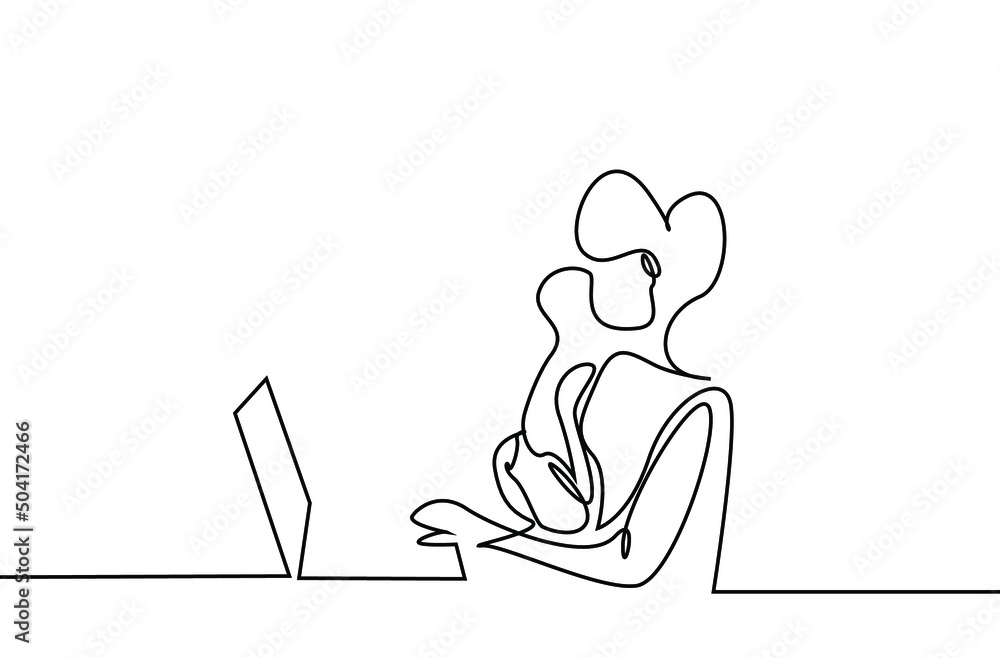 a woman working from home does work at a laptop and computer with her baby in her arms a woman working from home does work at a laptop and computer with her baby in her arms