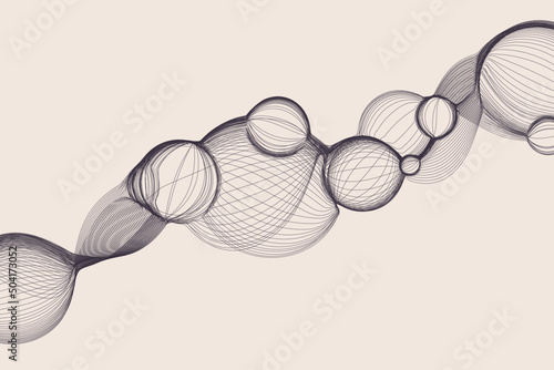 Elegant wireframe bubble wave. Grid shape background in the tech futuristic style