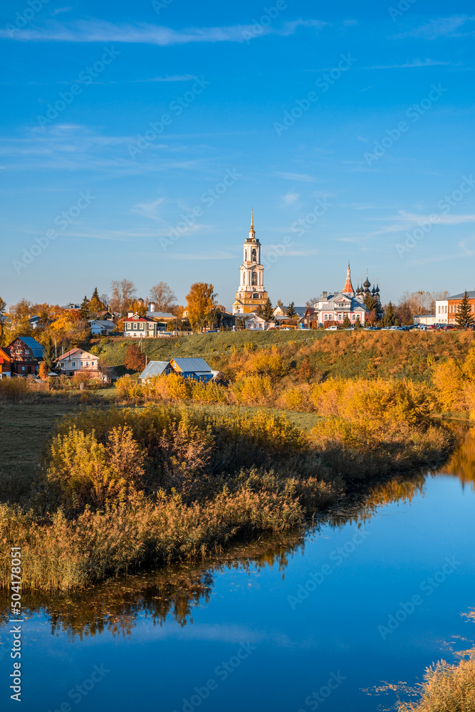 The ancient town of Suzdal in the evening.