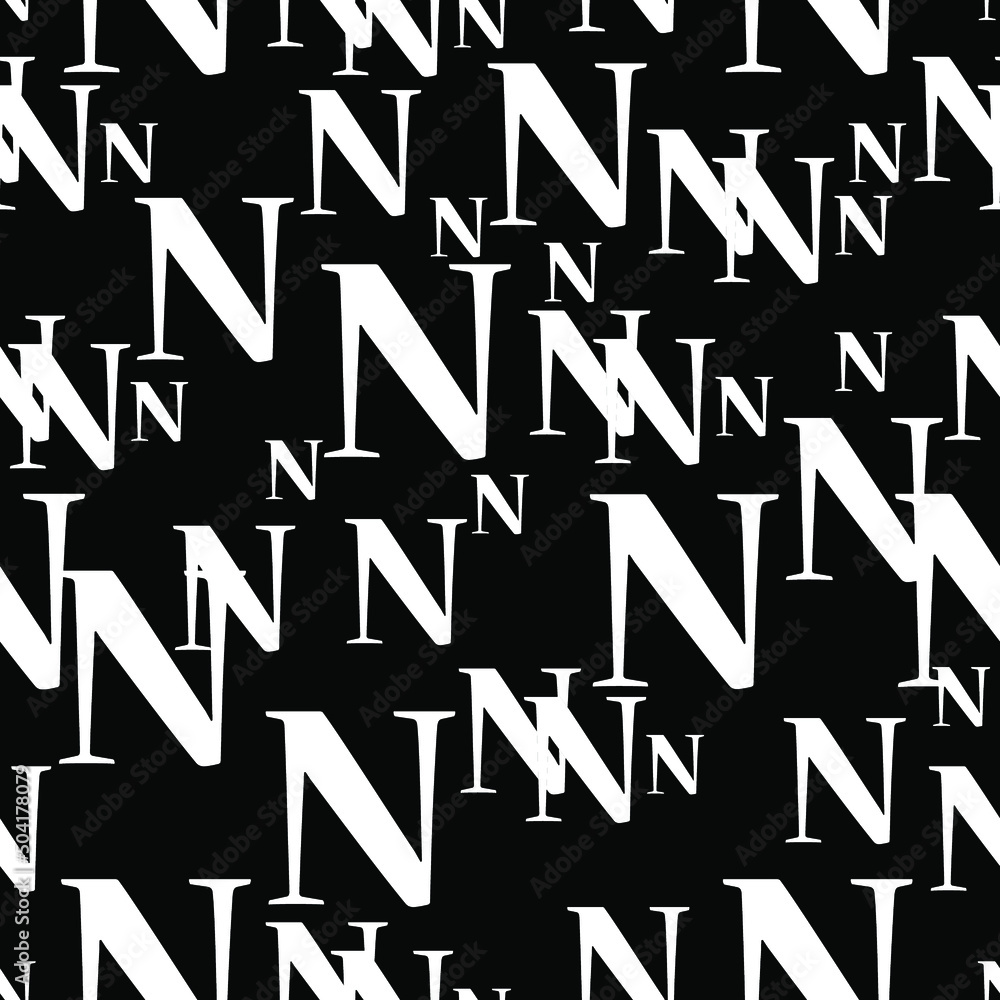 vector seamless texture with white letters on a trendy isolated black background, black geometric pattern with white letters vector seamless texture with white letters on a trendy isolated black background, black geometric pattern with white letters