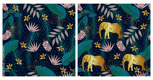set flora and fauna abstract seamless pattern illustration. patterns for textile fabrics or paper.
