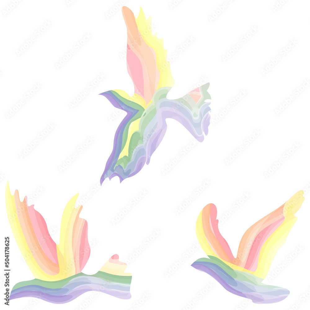 Fototapeta premium Rainbow bird of freedom.The symbol is LGBT. vector