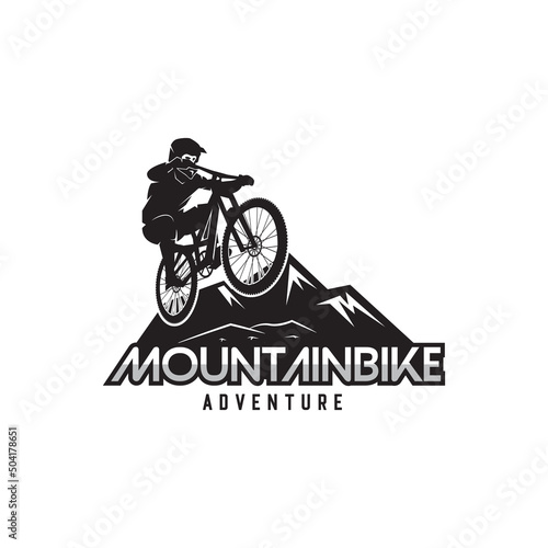 Mountain bike logo design, vector illustration