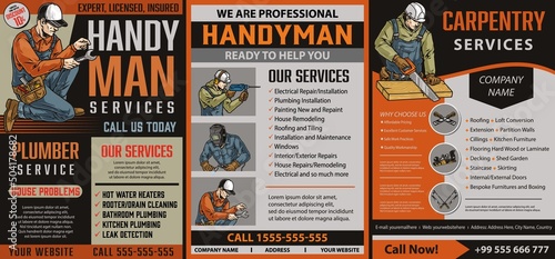 Handyman specialists colorful posters set
