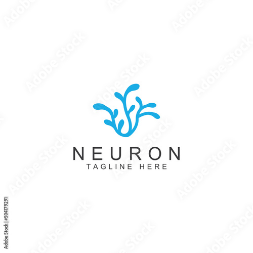 Neuron logo or nerve cell logo with concept vector illustration template.