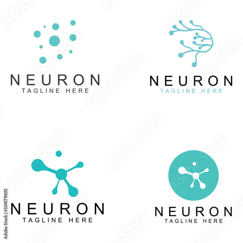 Neuron logo or nerve cell logo with concept vector illustration template.