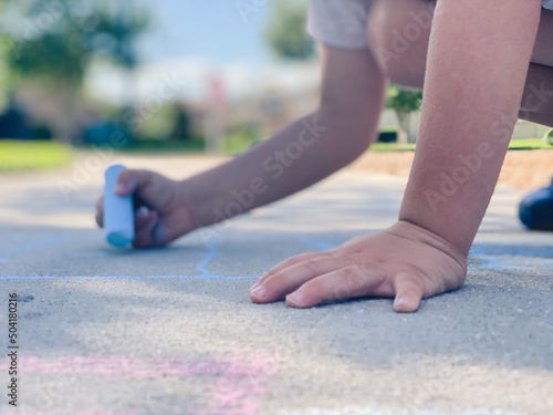 Children's drawings on the side walk with chalk. Selective focus. nature.