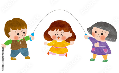 こども達が縄跳びをする