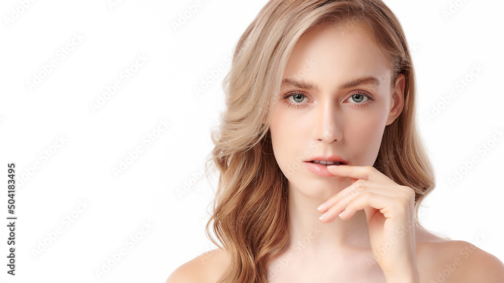 Beautiful young woman with clean fresh skin on white background, Face care, Facial treatment, Cosmetology, beauty and spa, women portrait. Beautiful young woman with clean fresh skin on white background, Face care, Facial treatment, Cosmetology, beauty and spa, women portrait.