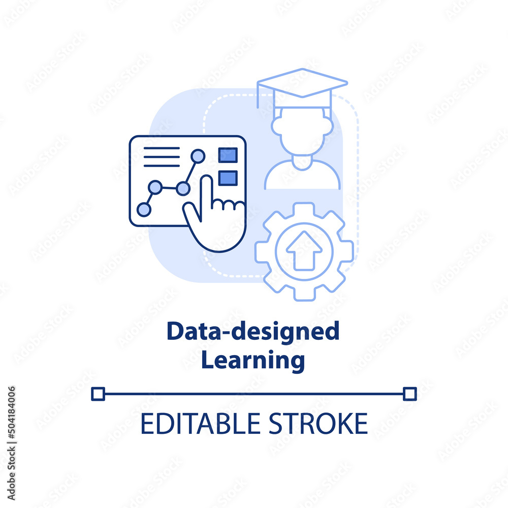 Data-designed learning light blue concept icon. Trend in skill development abstract idea thin line illustration. Isolated outline drawing. Editable stroke. Arial, Myriad Pro-Bold fonts used Data-designed learning light blue concept icon. Trend in skill development abstract idea thin line illustration. Isolated outline drawing. Editable stroke. Arial, Myriad Pro-Bold fonts used