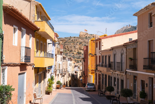 Busot Spain narrow streets in historic village tourist attraction near El Campello and Alicante
