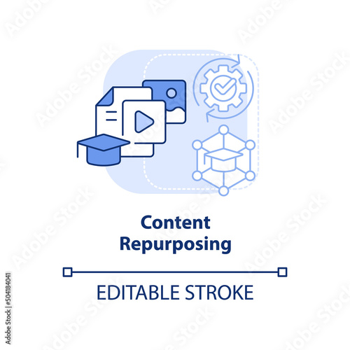 Content repurposing light blue concept icon. Tendency in skill development abstract idea thin line illustration. Isolated outline drawing. Editable stroke. Arial, Myriad Pro-Bold fonts used