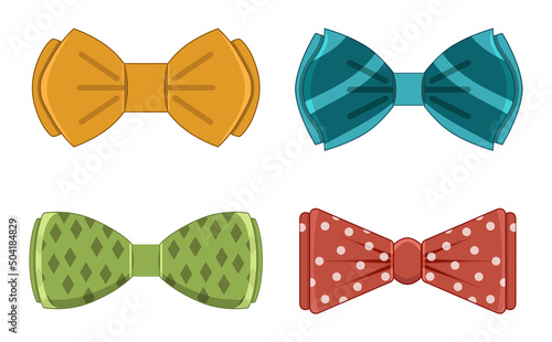 Set of retro bow ties. Mens fashion. Vector illustration.
