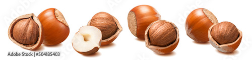 Quadro su tela Hazelnut set isolated on white background
