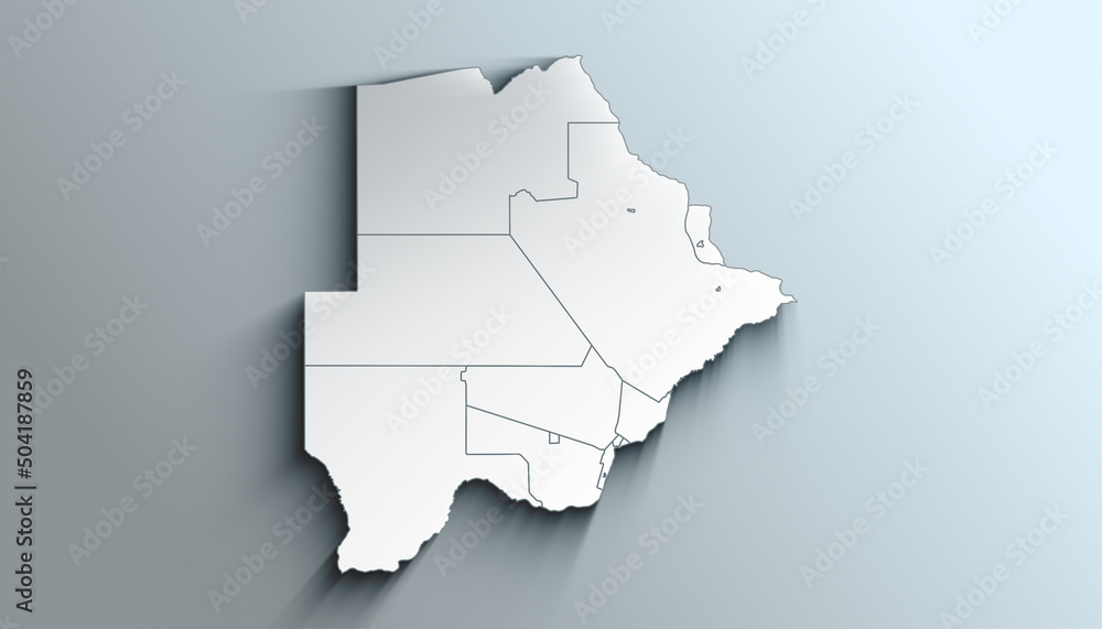 Fototapeta premium Modern Colorful Map of Botswana Districts With Shadow
