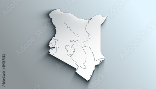 Modern Colorful Map of  Kenya with Provinces With Shadow photo