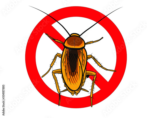 anti cockroach symbol and sign for illustration and prohibition design in editable vector format