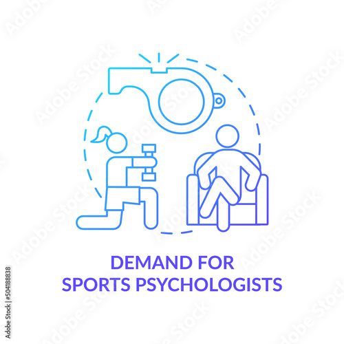 Demand for sports psychologist blue gradient concept icon. Athletes support. Trend in psychology abstract idea thin line illustration. Isolated outline drawing. Myriad Pro-Bold font used