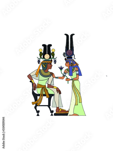 Ancient egyptian mythological characters illustration
