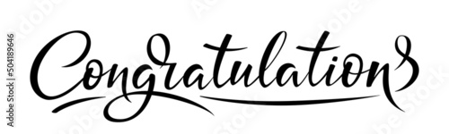 Congratulations lettering greeting sign. Handwritten modern brush lettering isolated on white background. Vector text for greeting card, T-shirt print, banner, poster, web, notebook, sketchbook